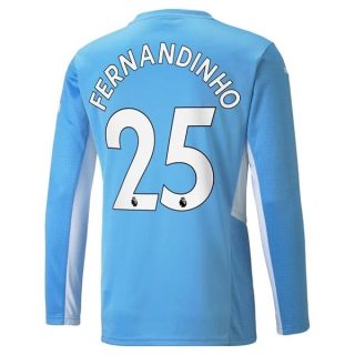 matchtröjor fotboll Manchester City Fernandinho 25 Hemma tröja 2021-2022 – Långärmad