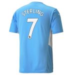 matchtröjor fotboll Manchester City Sterling 7 Hemma tröja 2021-2022 – Kortärmad