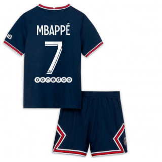 Fotbollströjor Paris Saint-Germain Kylian Mbappé 7 Barn Hemma tröja 2021-2022 – Fotbollströja