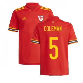 matchtröjor fotboll Wales Coleman 5 Hemma tröja 2021 – Kortärmad